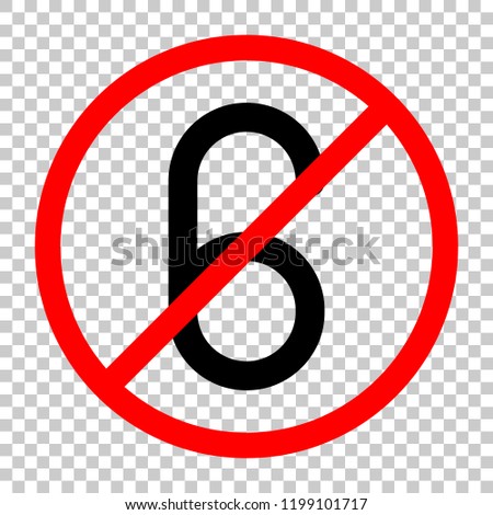 Number six, numeral, simple letter. Not allowed, black object in red warning sign with transparent background