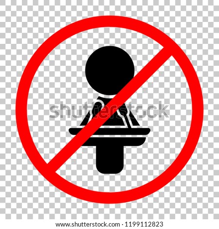 Woman speaker icon. Not allowed, black object in red warning sign with transparent background