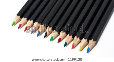 Colored school pencils stacked