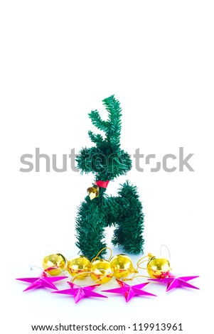 reindeer christmas pine tree on white background