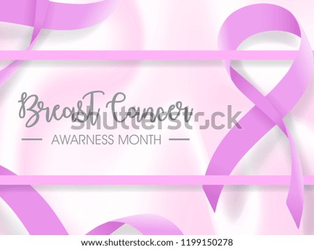 breast cancer awarness month poster illustration  realistic pink ribbon design