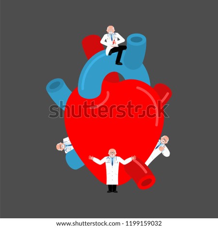 Repair and maintenance of Heart. doctor and heart. Medical service. repairs team is repairing Human organ. Vector illustration