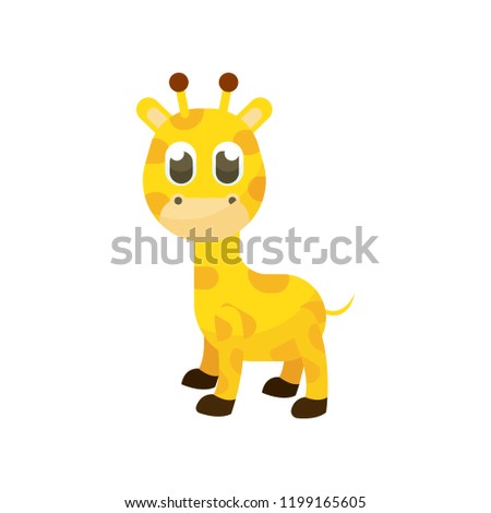 Illustration of Cute Little Giraffe with Cartoon Style