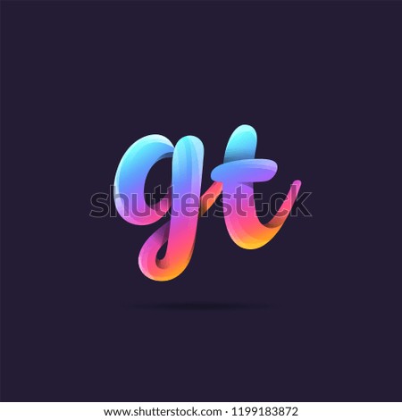 Letters G T, G & T 3D logo, multi colour gradient letters icon vector template.