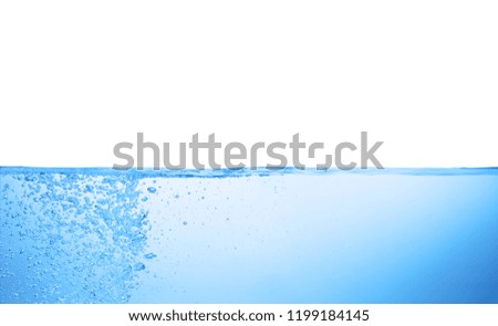 Splash of blue water against white background