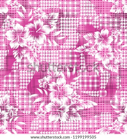 Eclectic fabric plaid seamless pattern with baroque ornament