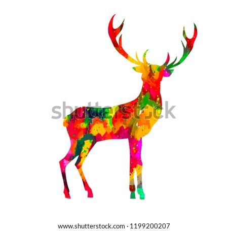 Abstract colored deer. Vector