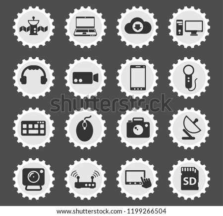 hi tech web icons stylized postage stamp for user interface design