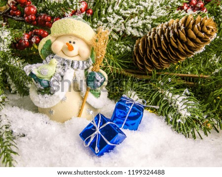 Christmas snowman, new year, gifts holiday winter
