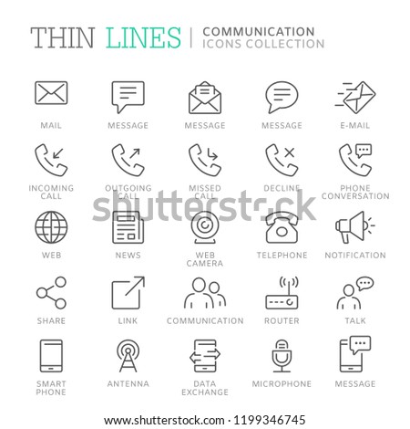 Collection of communication related line icons
