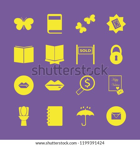 open icon. open vector icons set open book, lips, butterflies and holy quran