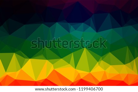 Dark Multicolor, Rainbow vector polygon abstract backdrop. Shining colored illustration in a Brand new style. A completely new design for your business.