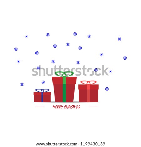 Three festive red boxes with gifts and the inscription Merry Christmas