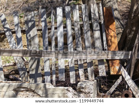old wooden fence in the countryside.