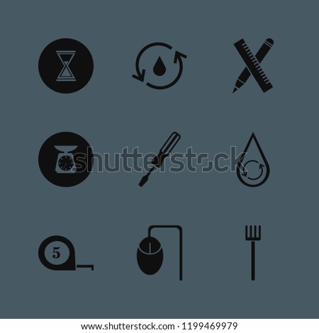 instrument icon. instrument vector icons set hydraulic energy, screwdriver, pitchfork and kitchen scale