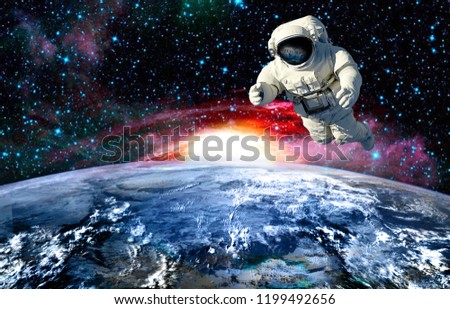 the astronaut in outer space witch mission.elements of this image furnished by NASA