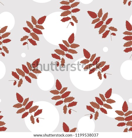 rowan-tree leaves on the light gray background. seamless pattern is good for any kind of prints
