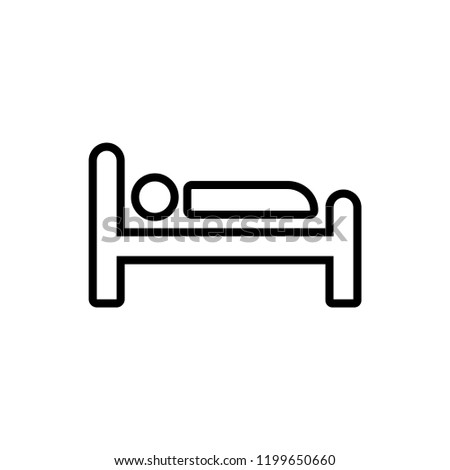 Man In Bed. hotel icon, guest house, accommodation icon, person in bed. vector illustration Royalty-Free Stock Photo #1199650660