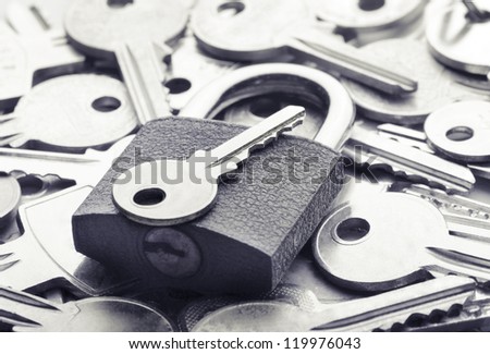 Choosing the right key for solving a problem Royalty-Free Stock Photo #119976043