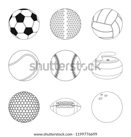 Vector illustration of sport and ball symbol. Set of sport and athletic stock vector illustration.