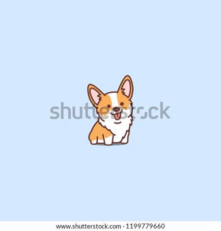 Cute corgi puppy cartoon icon, vector illustration Royalty-Free Stock Photo #1199779660