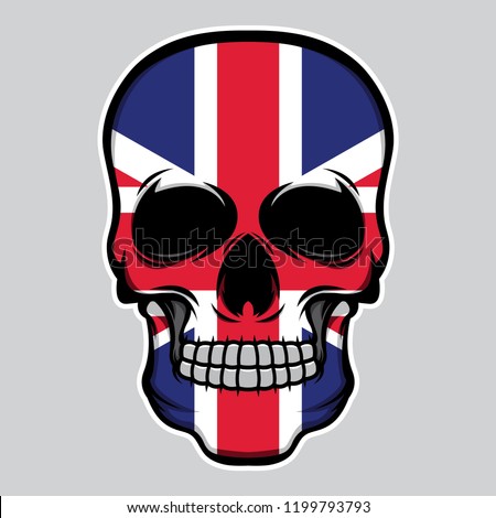united kingdom flag head skull, vector EPS 10