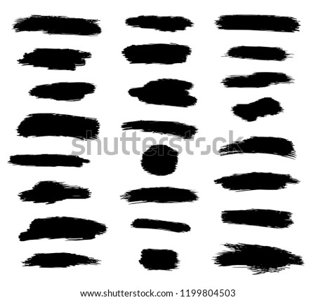 Dry brush, pen and marker abstract blot strokes set, hand drawn vector