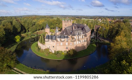 Aerial view on the huis Bergh Castle in 's Heerenberg, Netherlands Royalty-Free Stock Photo #1199805286