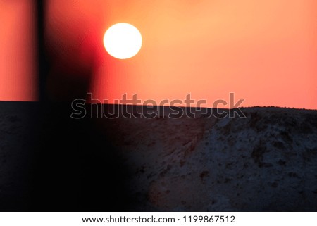 Sunset orange and red colors landscape, sea and sun with deep sky background.
Red Sea, Egypt, Africa. Evening sunset view with clouds sky. Vacation at summer time. Sunrise morning beauty of nature
