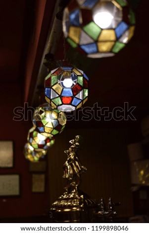 Lighting in a tapas bar in Madrid, Spain