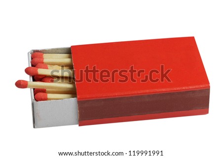 Safety matches in red box. Royalty-Free Stock Photo #119991991
