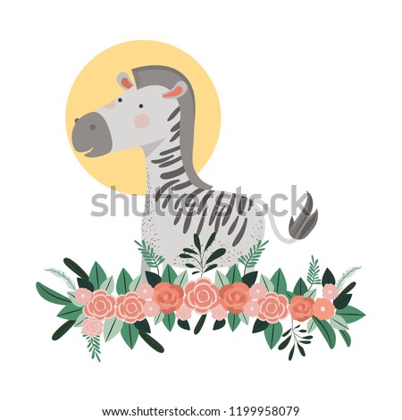 cute and adorable zebra with floral decoration