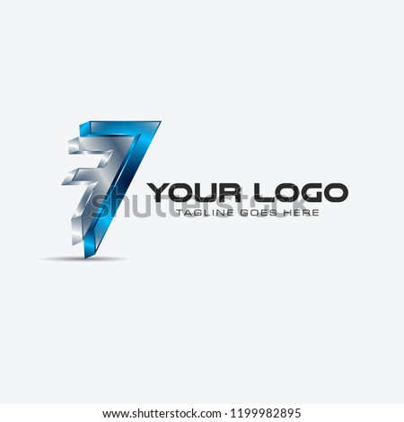 F7 abstract logo style with 3D display, shiny color effect, cool logo for technology company, internet world logo and communications