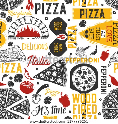 Pizza Seamless Pattern.Vector illustration.