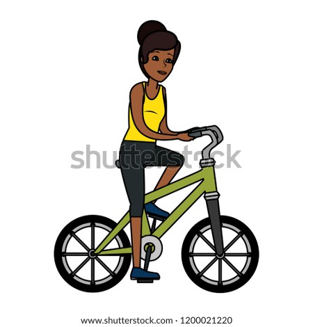 young black woman riding bicycle