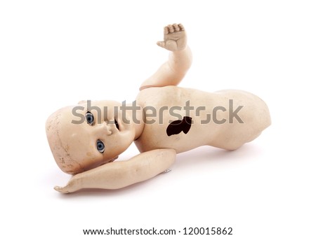 Abandoned child's baby doll with clipping path Royalty-Free Stock Photo #120015862