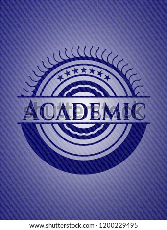 Academic badge with denim background
