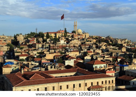 Buildings on the hill in the center of Gaziantep, Turkey Royalty-Free Stock Photo #120023455