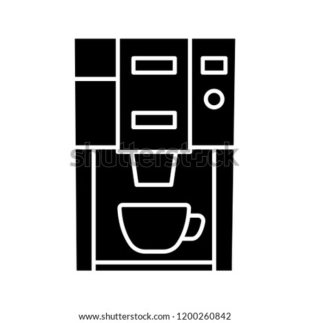 Coffee machine glyph icon. Electric coffeemaker. Coffee house or cafe appliance. Silhouette symbol. Negative space. Vector isolated illustration