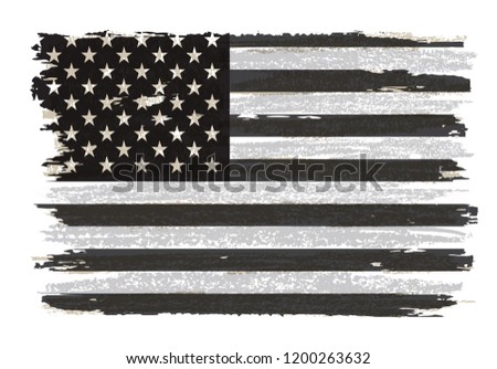 Black and white American flag.Vector grunge flag of USA.