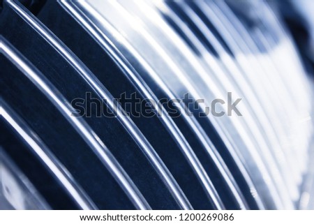 Close-up of a grid from a car in cold blue colors