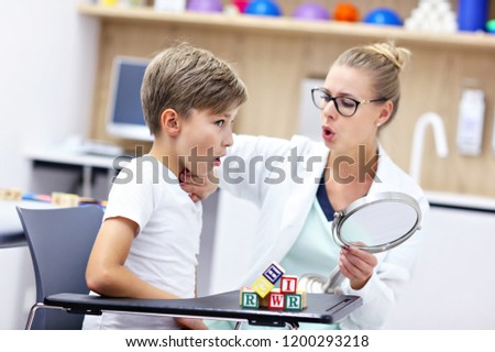 Picture of cute little boy at speech therapist office