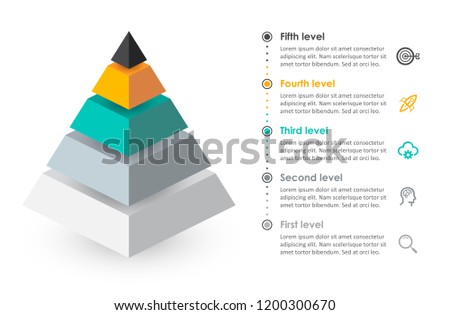 Isometric Infographic design with icons and 5 options leves or steps. Infographics for business concept. Can be used for presentations banner, workflow layout, process diagram, flow chart, info graph Royalty-Free Stock Photo #1200300670