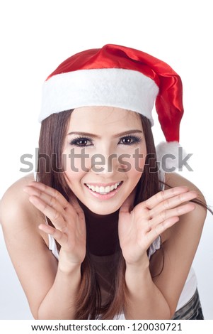 Asian woman with santa hat