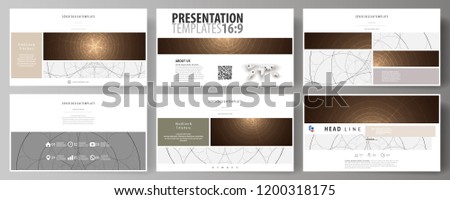Business templates in HD format for presentation slides. Easy editable abstract vector layouts in flat design. Alchemical theme. Fractal art background. Sacred geometry. Mysterious relaxation pattern.