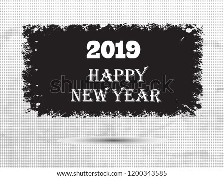 Happy new year 2019 Grunge text design .vector illustration.