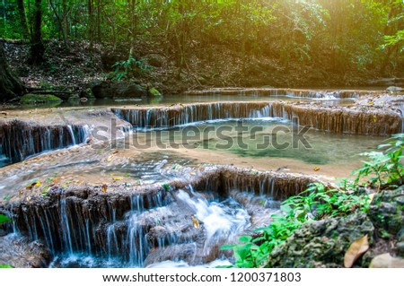 Beautiful waterfall in deep forest
