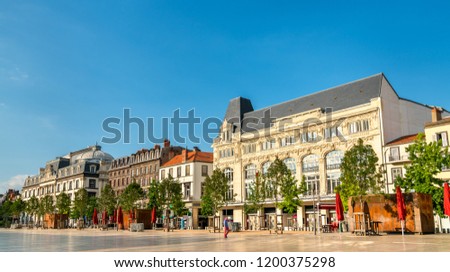 Historic buildings in Clermont-Ferrand, the Puy-de-Dome department of France Royalty-Free Stock Photo #1200375298