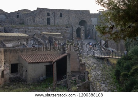 Entrance to the Archeological Site in Pompeii, Italy 