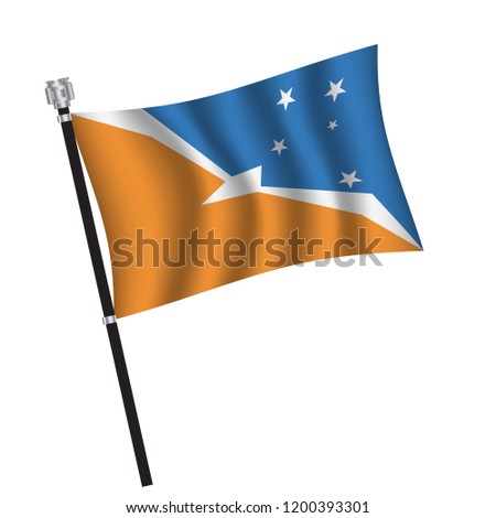 Tierra del Fuego Province flag , flag of Tierra del Fuego Province waving on flag pole, vector illustration EPS 10.